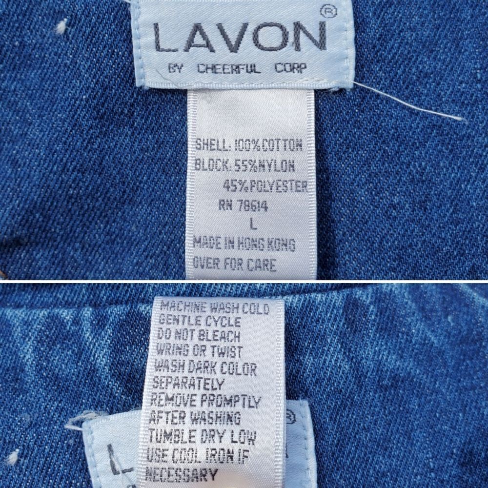 Vintage 90s y2k Blue Denim Jean‎ Floral Bomber Jacket Coat Unisex Large - Picture 5 of 6